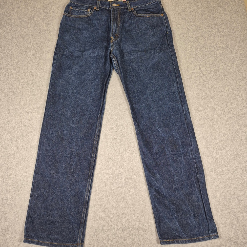 Y2K Levis 505 Regular Fit Jeans Mens 34x32 Dark Wash Blue Straight Leg Denim